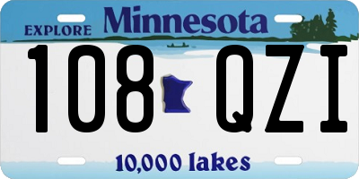MN license plate 108QZI