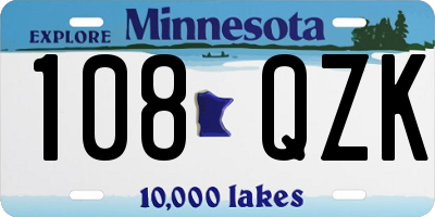 MN license plate 108QZK