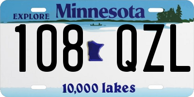 MN license plate 108QZL