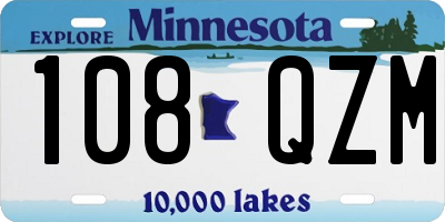 MN license plate 108QZM