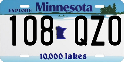 MN license plate 108QZO
