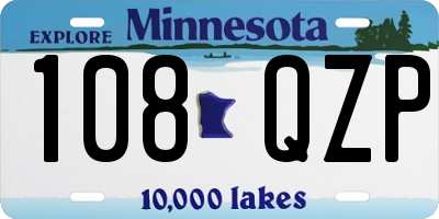 MN license plate 108QZP
