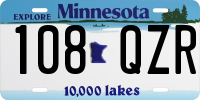 MN license plate 108QZR
