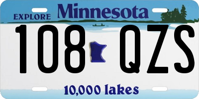 MN license plate 108QZS