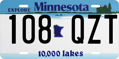MN license plate 108QZT