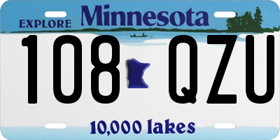 MN license plate 108QZU