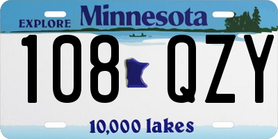 MN license plate 108QZY