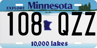 MN license plate 108QZZ