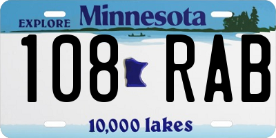 MN license plate 108RAB