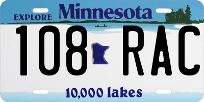MN license plate 108RAC