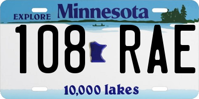 MN license plate 108RAE
