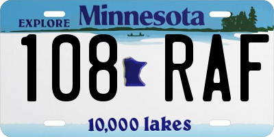MN license plate 108RAF