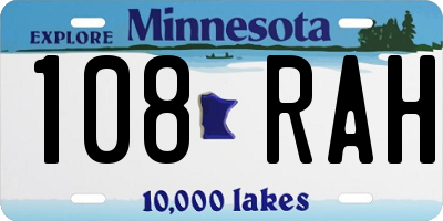 MN license plate 108RAH
