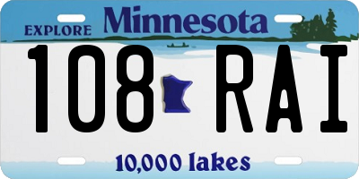 MN license plate 108RAI