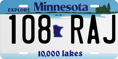 MN license plate 108RAJ