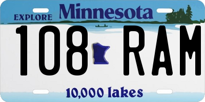 MN license plate 108RAM