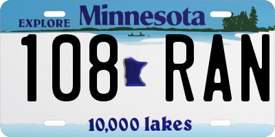 MN license plate 108RAN