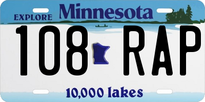 MN license plate 108RAP