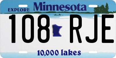 MN license plate 108RJE