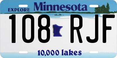 MN license plate 108RJF