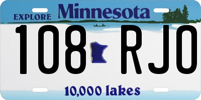 MN license plate 108RJO