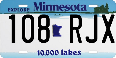 MN license plate 108RJX