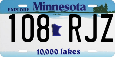 MN license plate 108RJZ