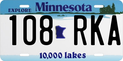 MN license plate 108RKA