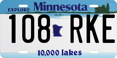 MN license plate 108RKE