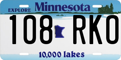 MN license plate 108RKO