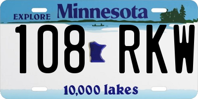 MN license plate 108RKW
