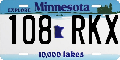 MN license plate 108RKX