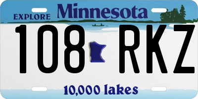 MN license plate 108RKZ