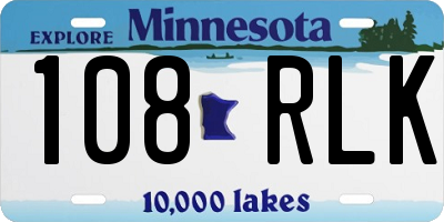 MN license plate 108RLK