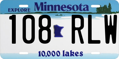 MN license plate 108RLW