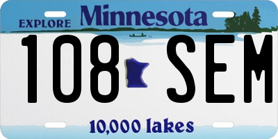 MN license plate 108SEM