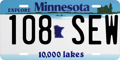 MN license plate 108SEW