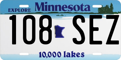 MN license plate 108SEZ