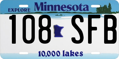 MN license plate 108SFB