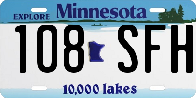 MN license plate 108SFH