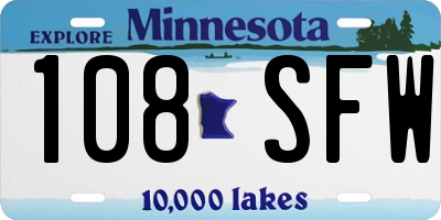 MN license plate 108SFW
