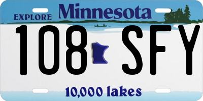 MN license plate 108SFY