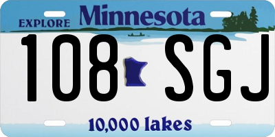 MN license plate 108SGJ