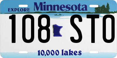 MN license plate 108STO