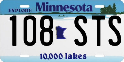 MN license plate 108STS