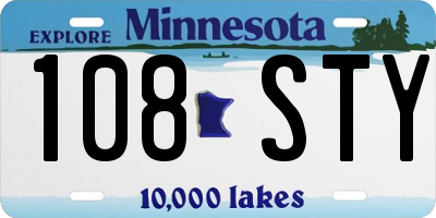 MN license plate 108STY
