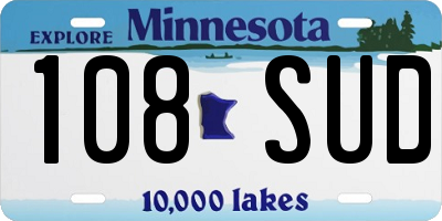 MN license plate 108SUD