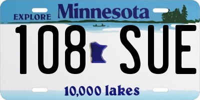 MN license plate 108SUE