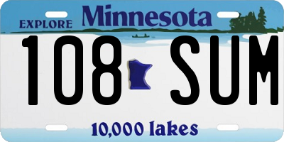 MN license plate 108SUM