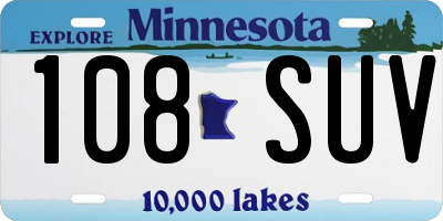 MN license plate 108SUV